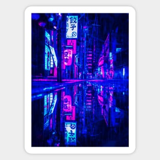 Futuristic Tokyo Cyberpunk City Oil Painting Sticker